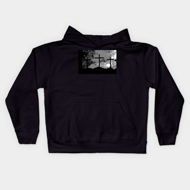 Three Crosses of Calvary Kids Hoodie by Mickangelhere1